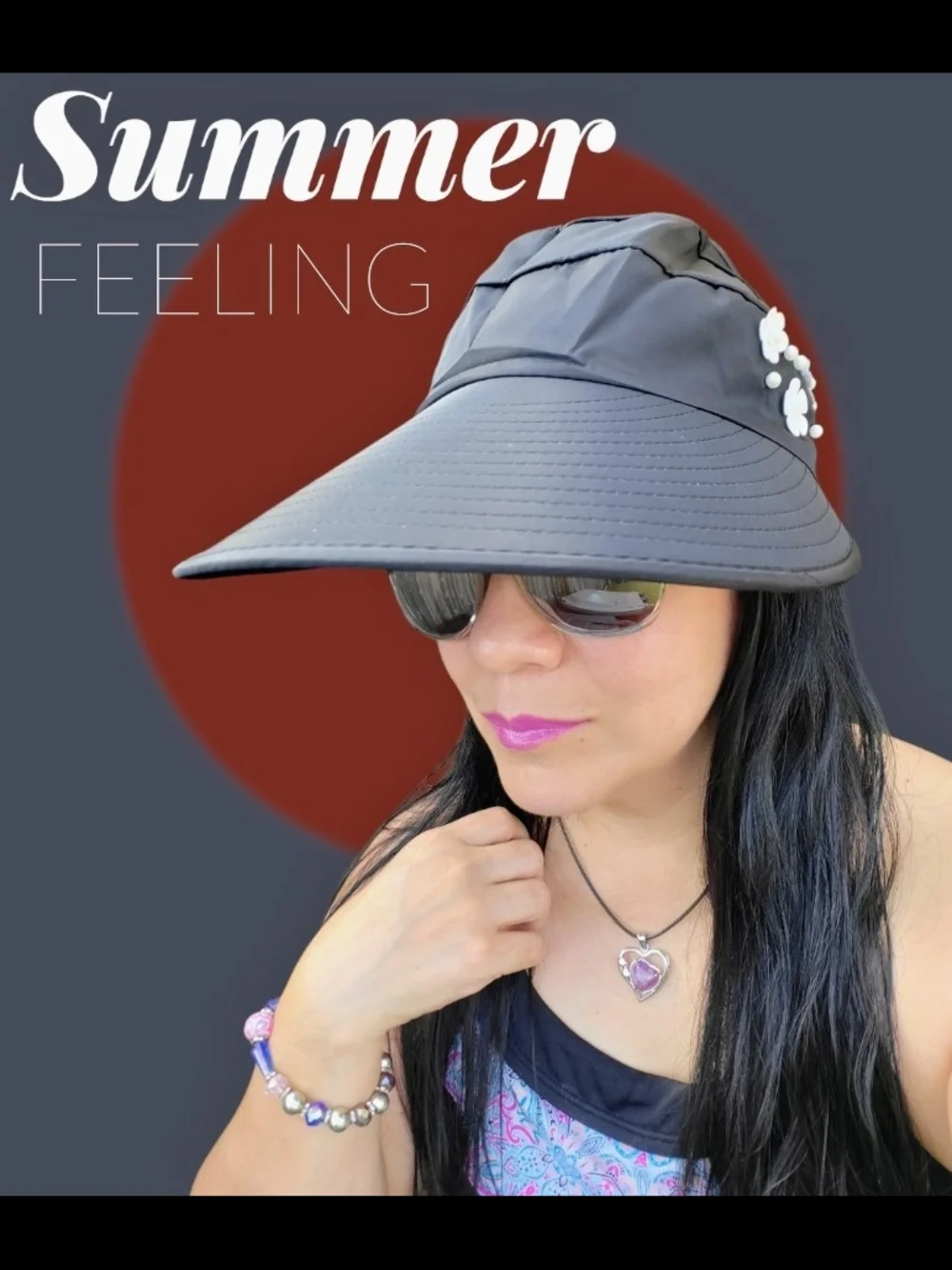 Wide-Brim Sun Visor Hat for Women - Black